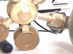 Oxygen Regulator Attached to the Tank